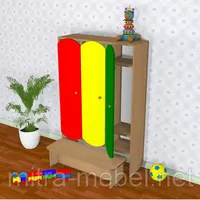 Шкаф трёхсекционный с лавкой цветной (920*300*1400h)