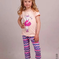 Піжама дитяча легінси та футболка персикові хвилі з мишеням