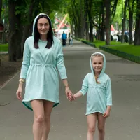 Платье туника ( мята ) Мама + дочь 007