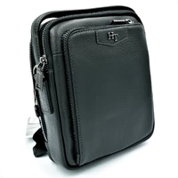Мужская кожаная сумка H.T.Leather Чёрного цвета 407-73