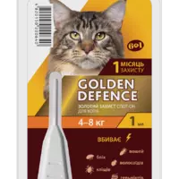 Капли на холку Golden Defence от паразитов для кошек весом 4-8 кг