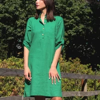 Зелена сукня-сорочка з льону 270152-2, 48/50 (270152-2s4850)