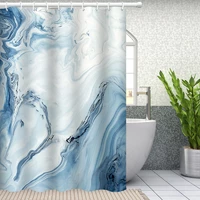 Шторка для ванной комнаты Bathlux 180 x 180 см с водоотталкивающим покрытием, с мраморным синим узором
