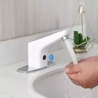Безконтактний змішувач для умивальника у ванну, сучасний хромований змішувач із сенсором Білий