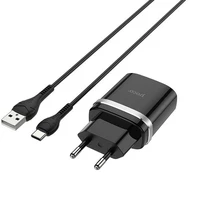 СЗУ зарядний пристрій HOCO C12Q Smart QC3.0 1USB/3A з кабелем для заряджання USB - Type-C Чорний
