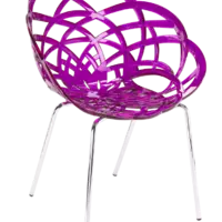 Крісло Papatya Flora-ML прозоро-пурпурове сидіння, ніжки хром