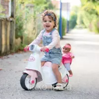 Скутер детский с корзиной для куклы Smoby бело-розовый 721004