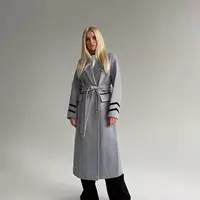 Демісезонне кашемірове подовжене жіноче пальто ВОЯЖ сірого кольору