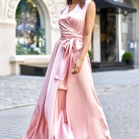 Длинное женское шёлковое платье Фурор в пол персик