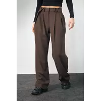 Классические брюки с акцентными пуговицами на поясе - темно-коричневый цвет, L (есть размеры)